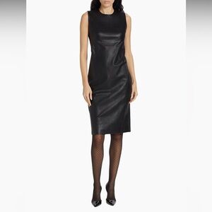 SPANX Black Faux Leather Midi Dress